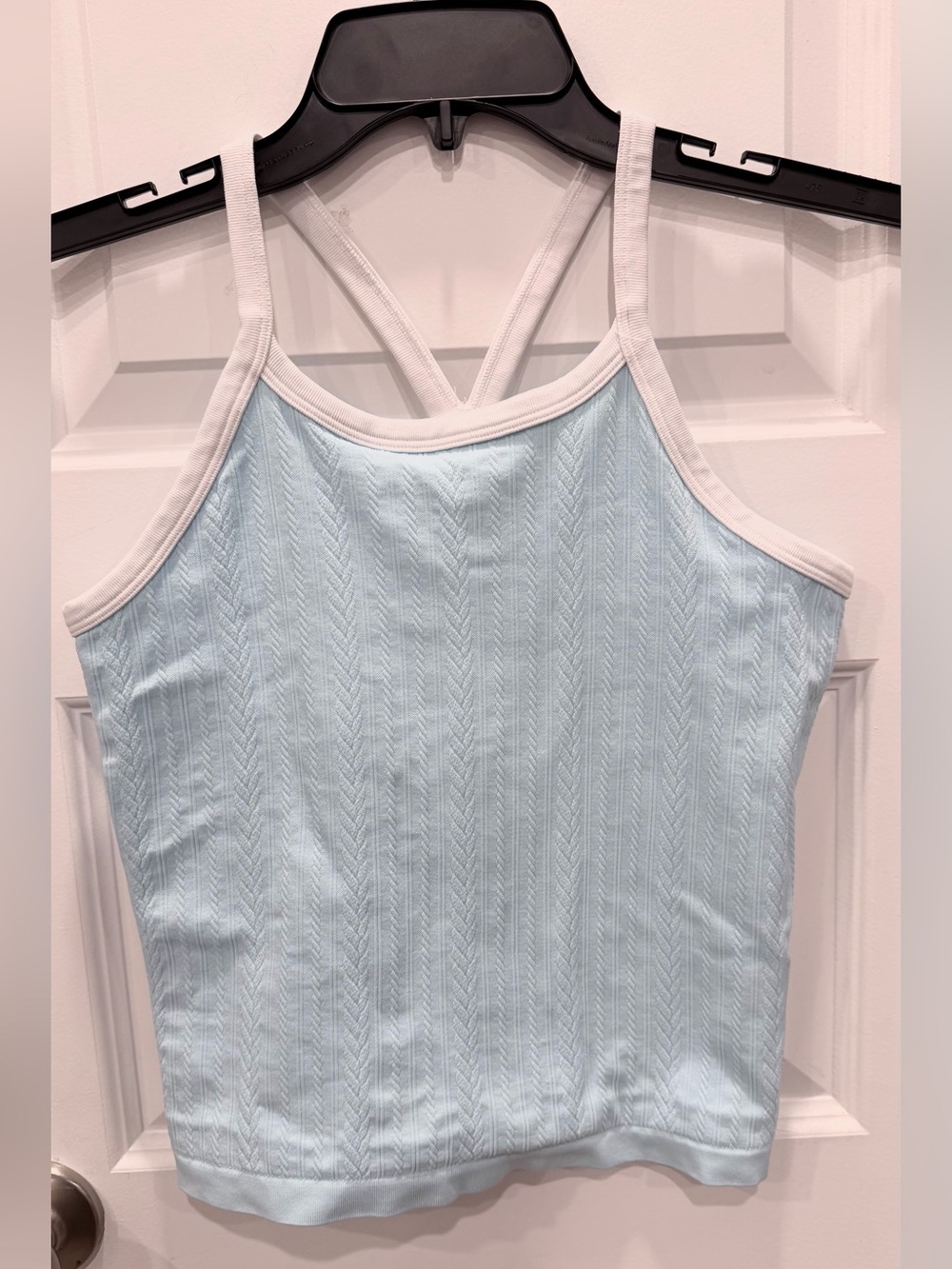 all in motion Light Blue Ribbed Tank with White Trim